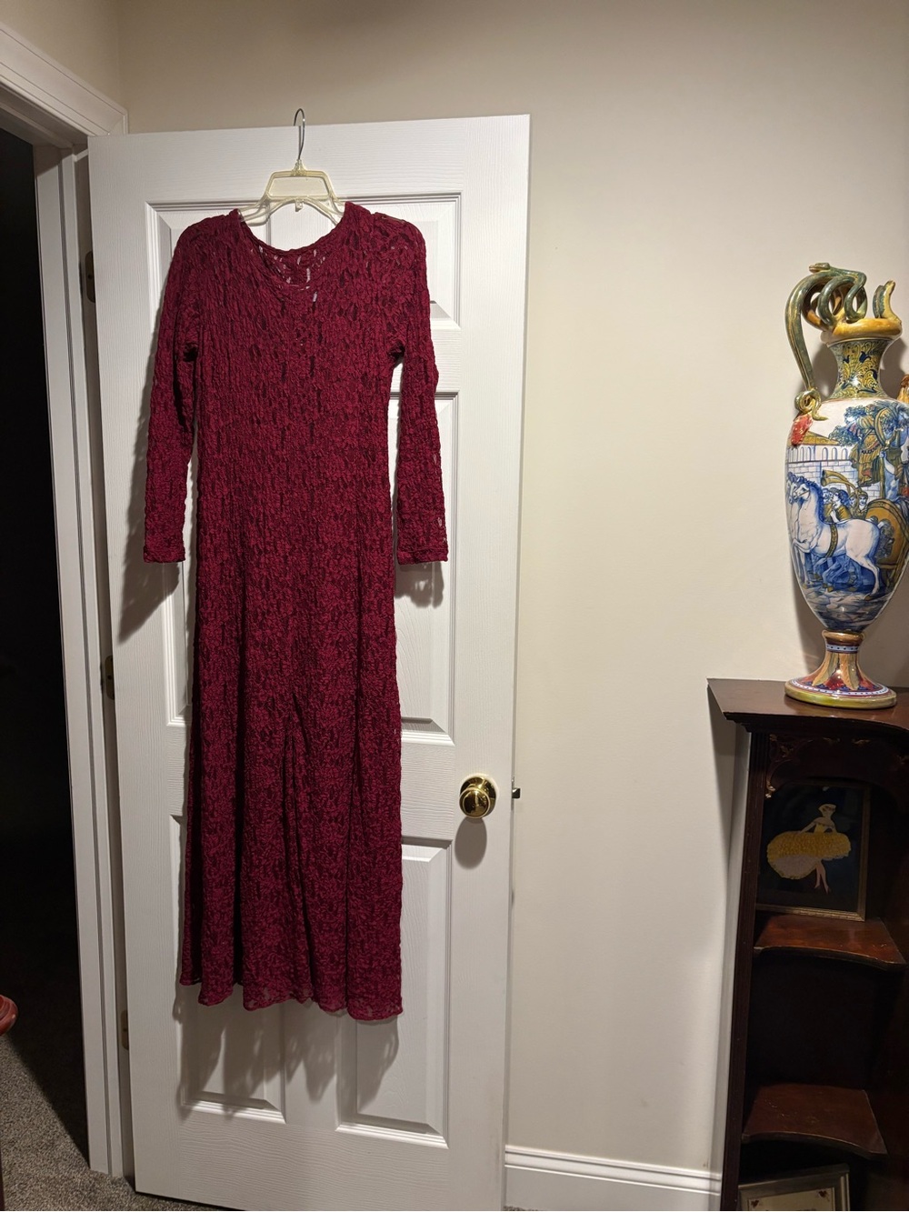 NWT LOFT Burgundy Lace Maxi Dress